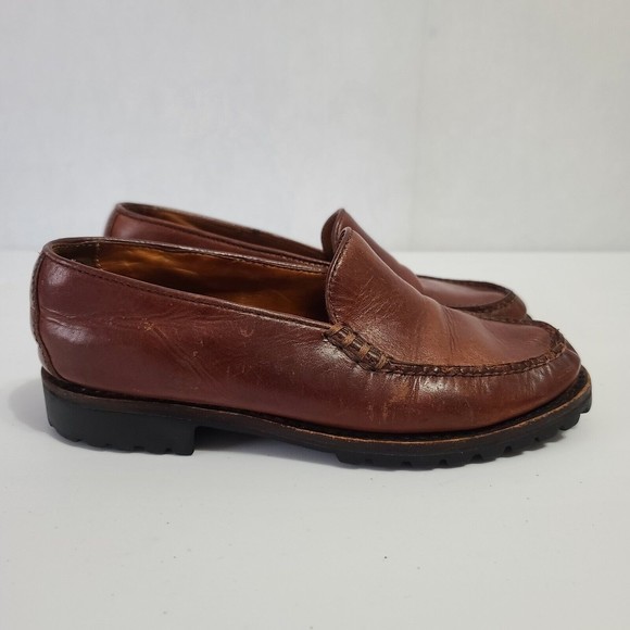 Cole Haan Brown Leather Moc Toe Slip On Loafer Shoes Women's Size 7 B - Picture 2 of 16